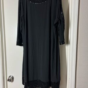 Chiasso Black Sequin Trimmed Embellished Dress size 22W
